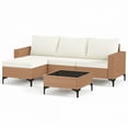 thumbnail image 2 of LAZZO 5-Piece Patio Conversation Set, Boho Outdoor Wicker Furniture with Beige Cushions & Glass Coffee Table for Backyard, Porch, 2 of 10