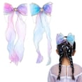 thumbnail image 3 of Lazos para el pelo de cinta de colores para niñas, lazos para el pelo de princesa, pinzas de cocodrilo, accesorios para el cabello, lazos de arcoíris para niñas pequeñas, decoraciones navideñas, tocad, 3 of 4