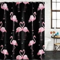 thumbnail image 2 of Pink Flamingo Bathroom Shower Curtains with 12 Hooks Polyester Waterproof Shower Curtain for Stalls and Bathtubs Summer Tropical Animals Black Decorative Bathroom Privacy Curtain 36x78 Inches, 2 of 9
