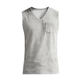 thumbnail image 5 of Men's V-Neck Sleeveless Quick-Dry Sports T-Shirt, Muscle Cotton Shirts, Summer Athletic Casual Basic Tees with Pocket, M, 5 of 7