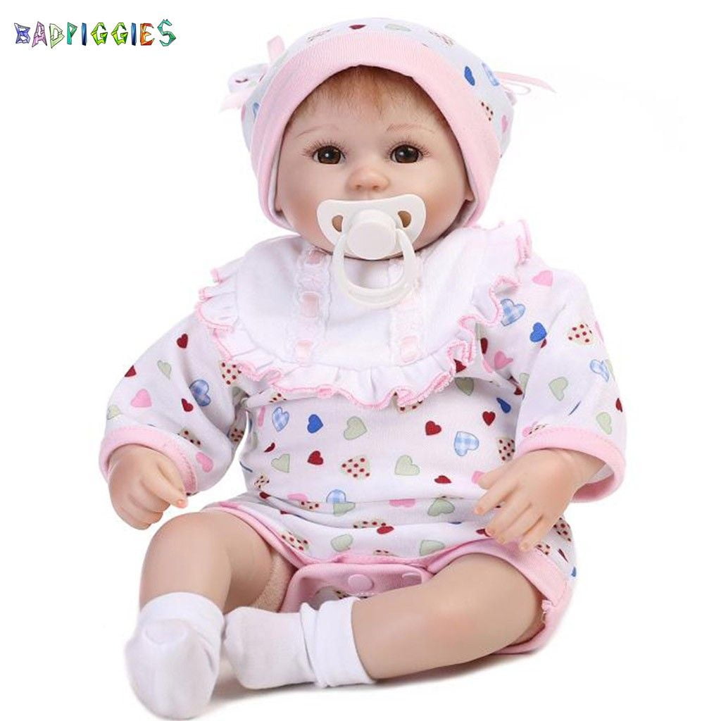 BadPiggies 17" Realistic Newborn Reborn Baby Doll Girl Silicone Vinyl