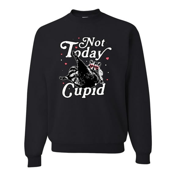 Wild Bobby Not Today Cupid Cute Funny Trash Panda Meme Valentine's Day Unisex Crewneck Sweatshirt