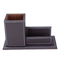 thumbnail image 4 of KINGFOM Business Card Holder, PU Leather Pen Holder Business Card Box Name Card Holder Office Supplies Organizer Desktop Organizer Brown, 4 of 8
