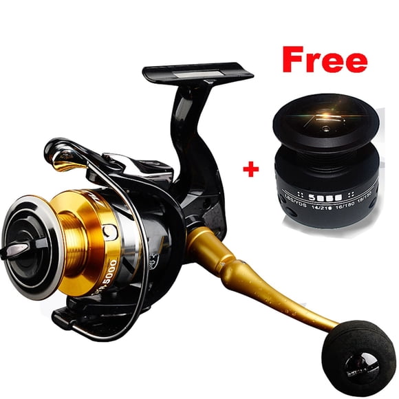 Double Bobines Métalliques Moulinet de Pêche Spinning Original Bobine de Rechange Moulinet de Pêche Carpe d'Eau Salée Moulinet de Rechange Métallique Gratuit, Cadre Squelettique en Aluminium Rigide