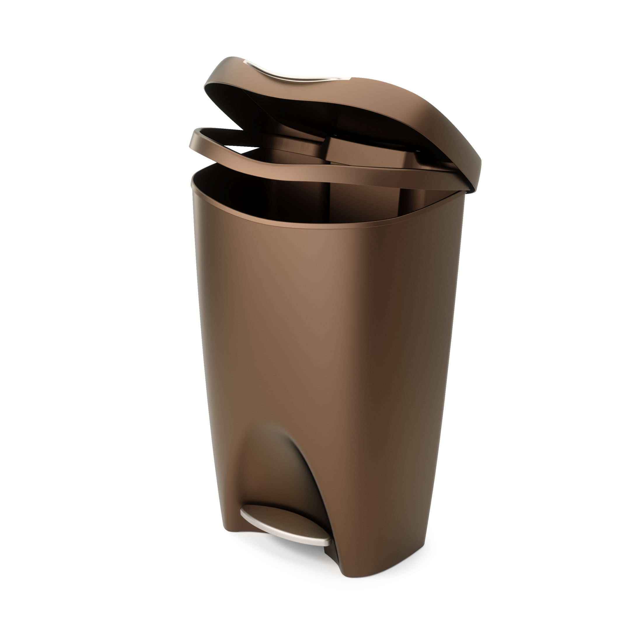 Umbra 13 gal Brim Plastic Step Soft Close Lid Kitchen Trash Can, Bronze