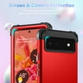 thumbnail image 6 of for Google Pixel 6 Case, Slim Dual Layer 3 in 1 Heavy Duty Protection Hybrid Hard PC Soft Silicone Rugged Bumper Anti Slip Full-Body Protective Cases for Google Pixel 6 2021, Red, 6 of 6
