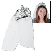 12 Pack Beistle Bachelorette Party Plastic Bride To Be Tiara with Veil