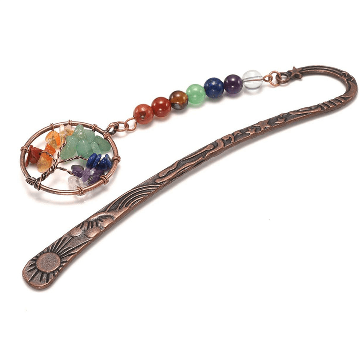 10X Chakra Crystal Bookmark Vintage Metal Tree Bookmarks for Women Student Teacher Graduation