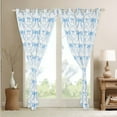 thumbnail image 3 of Blue White Bow Curtains & Drapes Cute Bowknot 52"Wx84"L 30%-50% Blackout Curtains,Watercolor Ribbon Bow Tie Window Curtains Geometric Grids Bow Window Treatments 2 Panels, 3 of 6