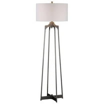 Bowery Hill Contemporary Floor Lamp in Aged Gunmetal and White