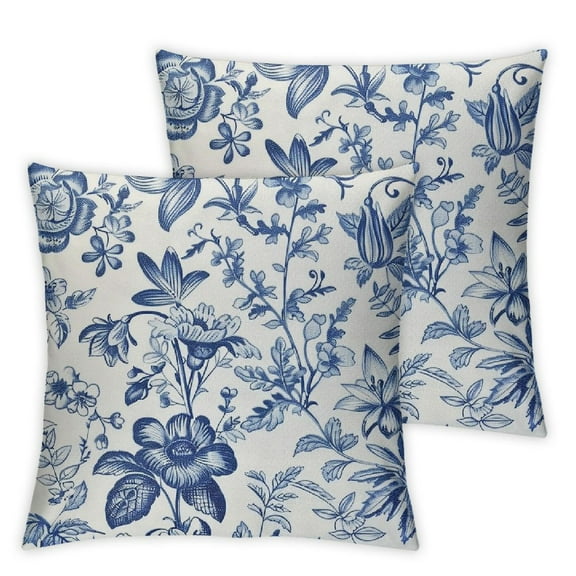 Acheng Floral Blue and White Flower Chinoiserie Throw Pillow Covers French Country Decorative Square Pillow Case Cushion Cover for Couch/Bed/Car 20x20in