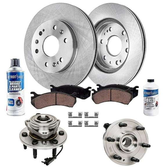 Detroit Axle - 4WD Front Disc Rotors Brake Pads Wheel Bearing Hubs for Chevrolet Silverado GMC Sierra Suburban Yukon XL 1500 Avalanche Tahoe Cadillac Escalade: 12.99 inch Rotor