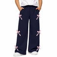 thumbnail image 2 of XXWXYD Girls Bow Wide Leg Baggy Sweatpants Elastic Waist Pockets 𝖸𝟤𝖪 Pants Tween Bottoms Kids Baggy Trousers 4-15T, 2 of 5