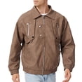 thumbnail image 6 of Zpzdpjkx Mens PU Leather Bomber Jacket Lapel Collar Multi Zipper Pockets Soft Texture Daily Street Fashion Casual Lightweight City Skate Vacation Jackets for Men, 6 of 7