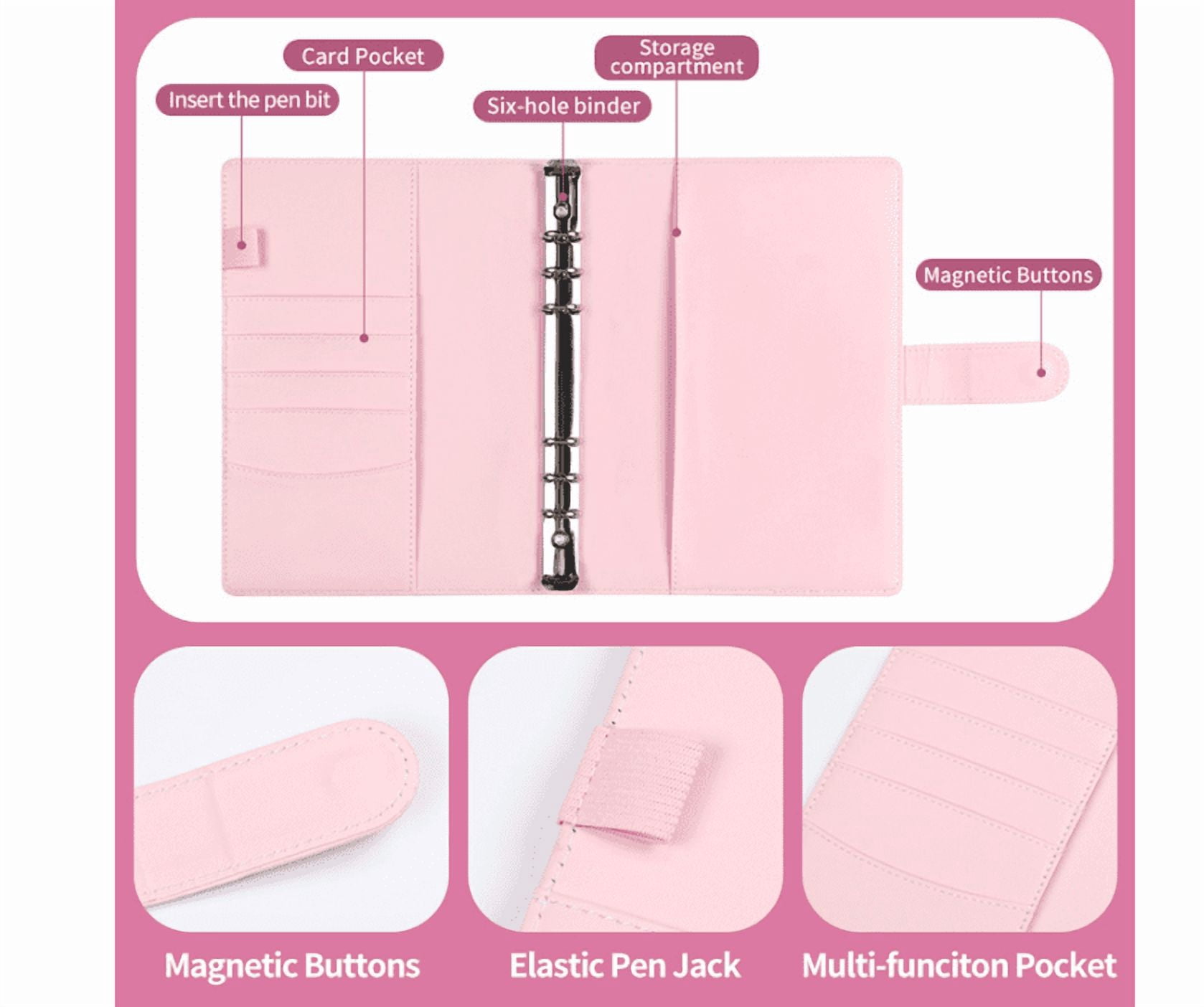 PandaTop 100 Envelopes Money Saving Challenge Binder, Budget Binder with Cash Envelopes, Money Saving Binder 100 Pocket Pre-Numbered, Fun Way to Save $5050, Pink