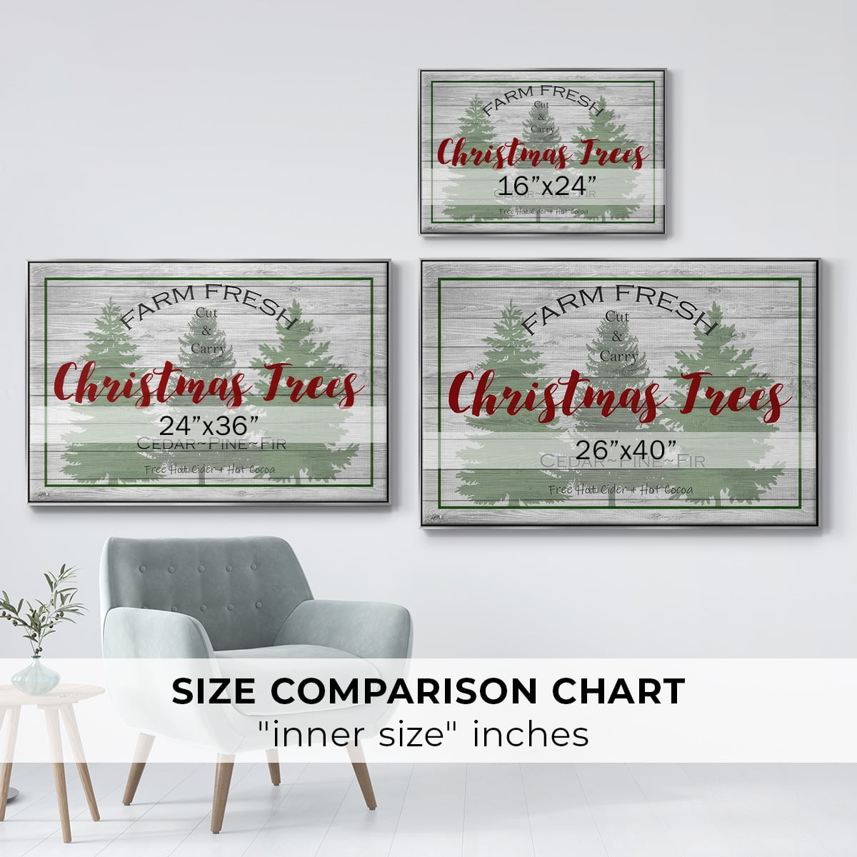 Farm Fresh - Framed Gallery Wrapped Holiday Canvas - 25 x 37 - Silver Frame