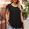 thumbnail image 4 of CHOK Womens Short Sleeve Tops Spring Blouse Tunic Ruffle Layered Retro Vintage Floral Curvy Hem Shirts Puff Sleeve Short Sleeve Tees Pullovers V Neck Tshirts Loose Fit Outfits, 4 of 4