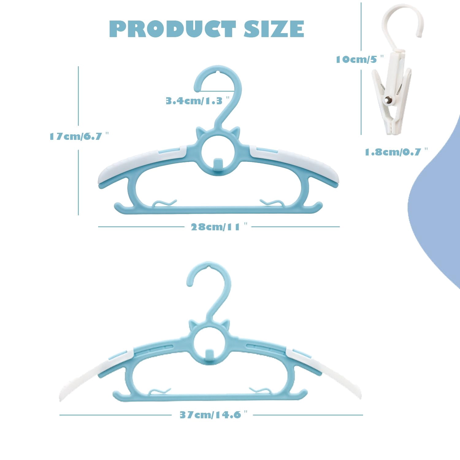 Blue 30 pieces Adjustable Closet Hangers, 11-14 inch