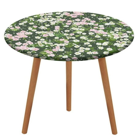 

ZHANGS Charming Gypsophila Patch 245 Round Table Cover Stain-Resistant Fitted Tablecloth Oil-Proof Wipeable Elastic Table Cover Waterproof Table Cloth for Halloween Thanksgiving Christmas