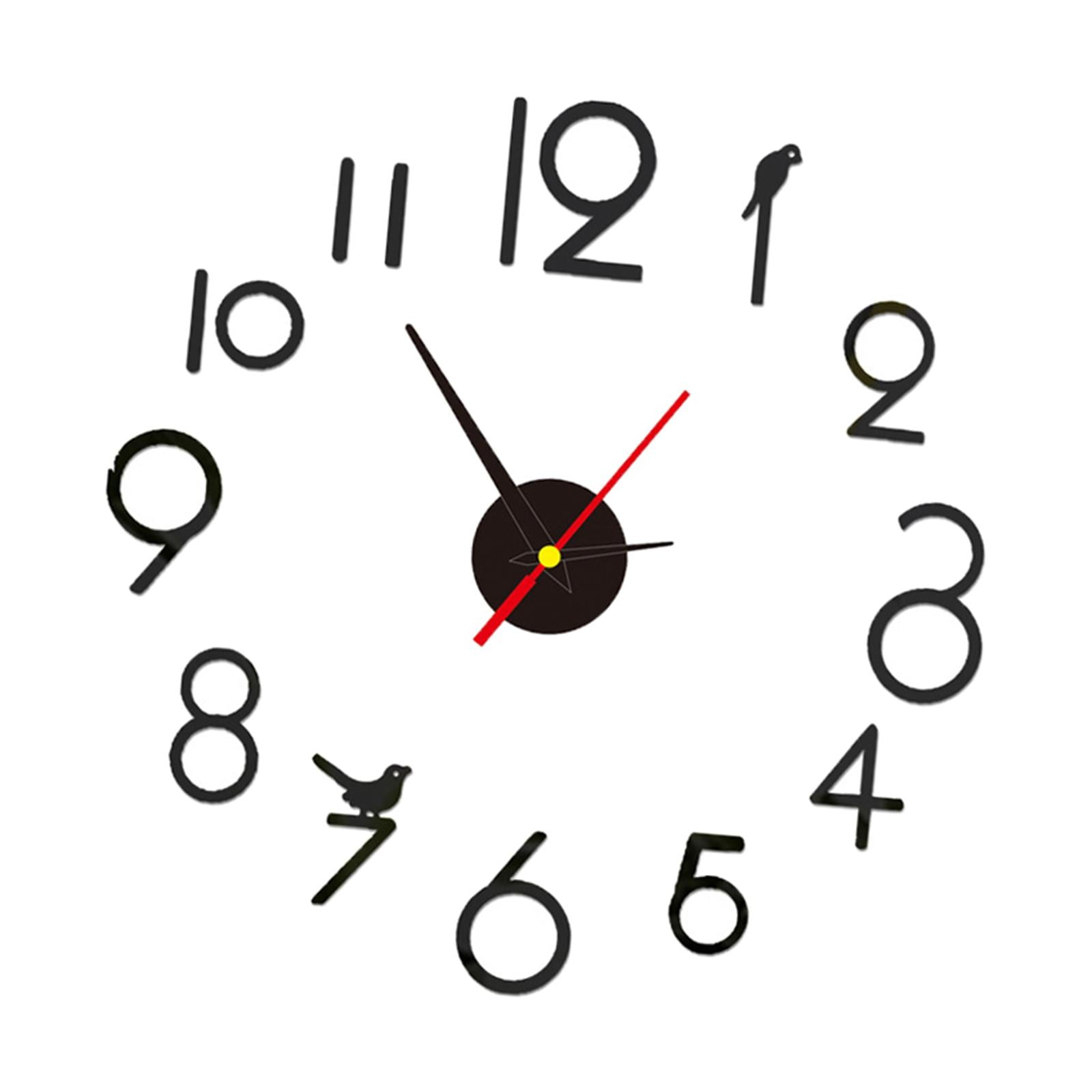 Creative DIY Wall Clock with Numbers Sticker for Living Room Wall