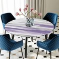 thumbnail image 4 of Elastic Fitted Round Tablecloth, Purple Gray White Waterproof Stretch Table Cover for 45"-54" Tables, Retro Country Abstract Mottled Texture Washable Outdoor Tablecloths for Patio, Picnic, Camping, 4 of 8