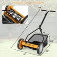 thumbnail image 3 of Ironmax Push Lawn Mower, Cordless 14” Manual Reel Mower, Adjustable Cutting Heights Orange + Black, 3 of 10