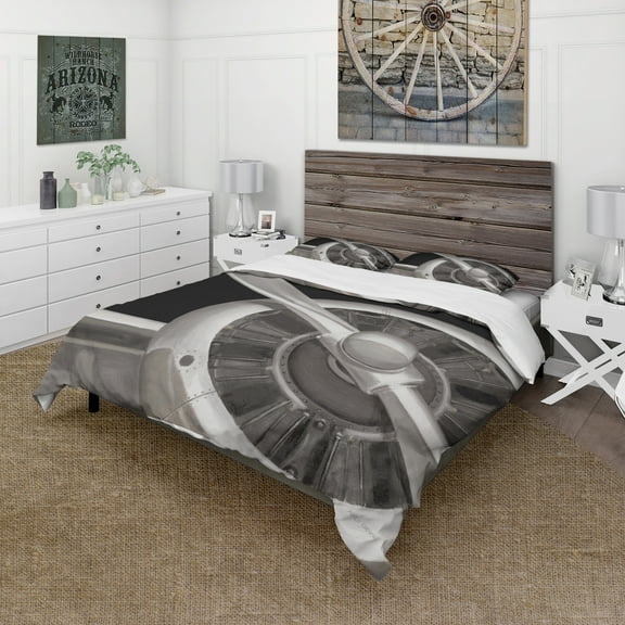 Designart 'Travel by Air Grey Plane' Traditional Duvet Cover Set