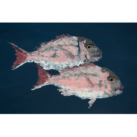 Marmont Hill "Piranha Pair" by Michael Pantalos Painting Print on Wrapped Canvas