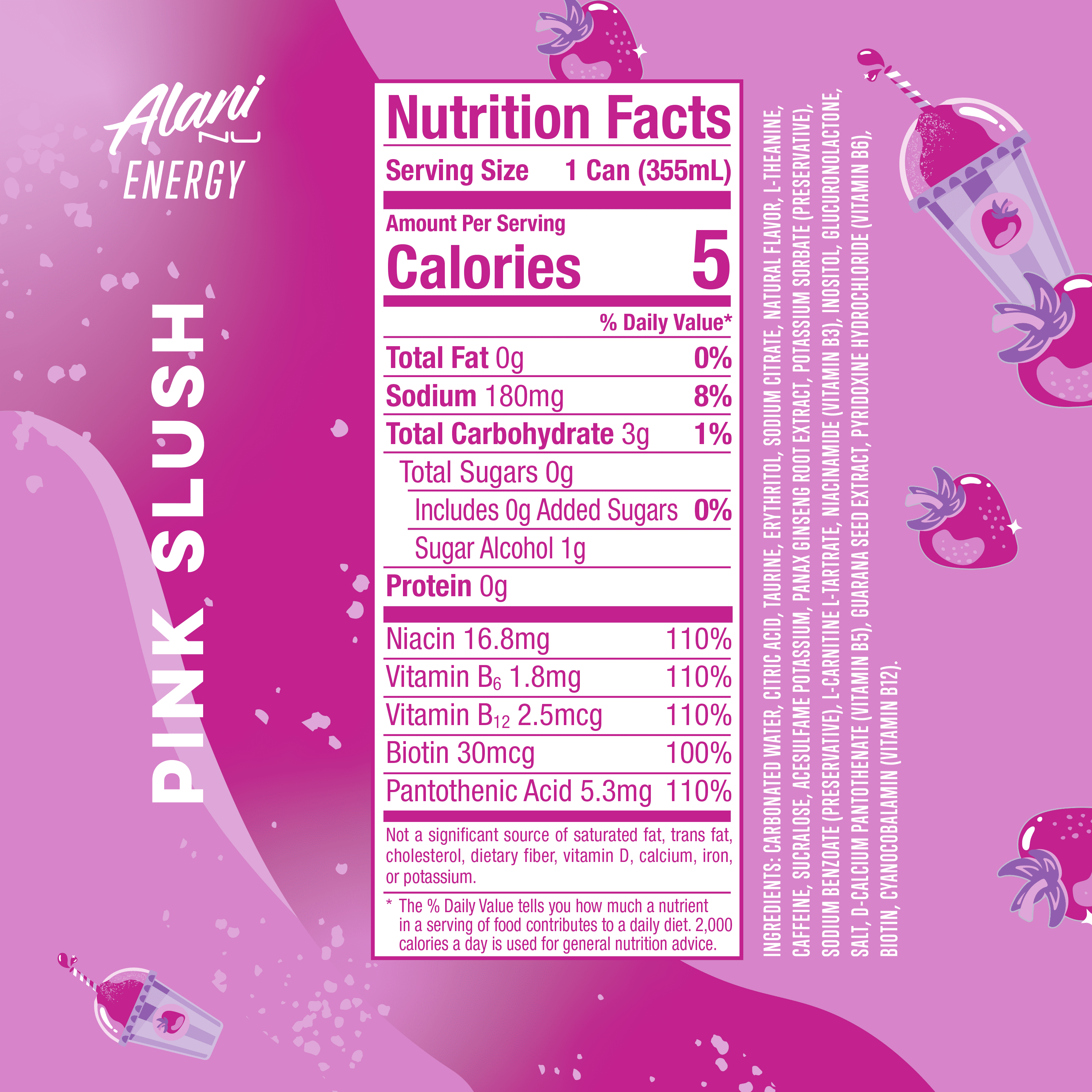 Alani Nu Pink Slush Sugar Free Energy Drink (Pack of 12)