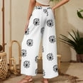 thumbnail image 3 of WTOBBY Women's Summer Floral Print Cotton Linen Loose Casual Elastic Tie Waist Ankle Pants with Pockets, Flowy and Comfortable for Daily Use,White M, 3 of 4