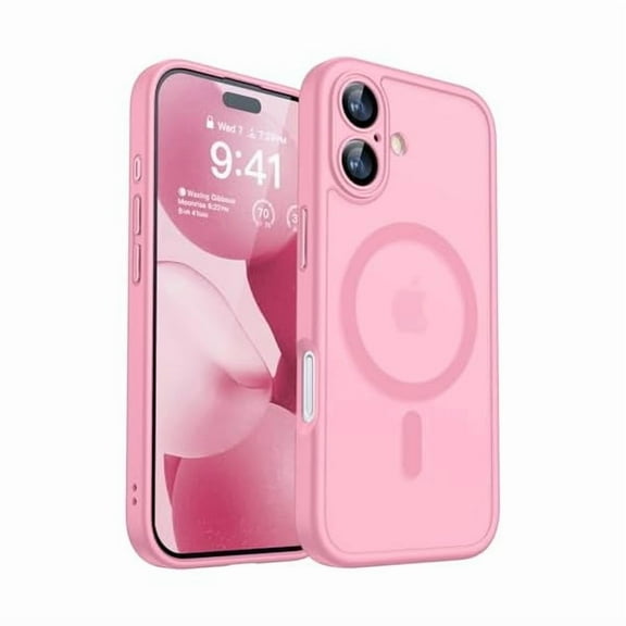 ZHU997 Magnetic for iPhone 17 Case, Upgraded [Full Camera Protection] [Compatible with Magsafe] [Translucent Matte] Shockproof Protective Phone Case for iPhone 17 - Pink