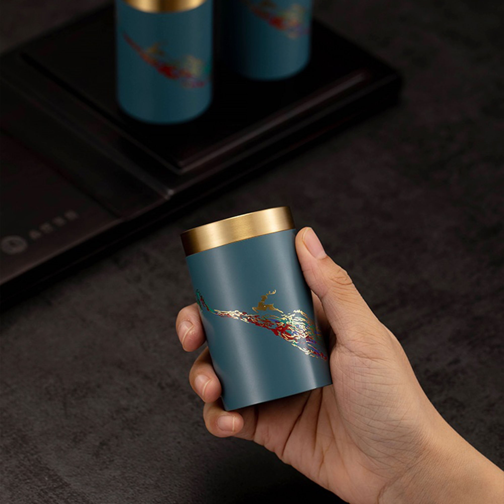 Brass Toothpick Holder Tooth Picks Dispenser Container for Table Hotel Restaurant, Blue