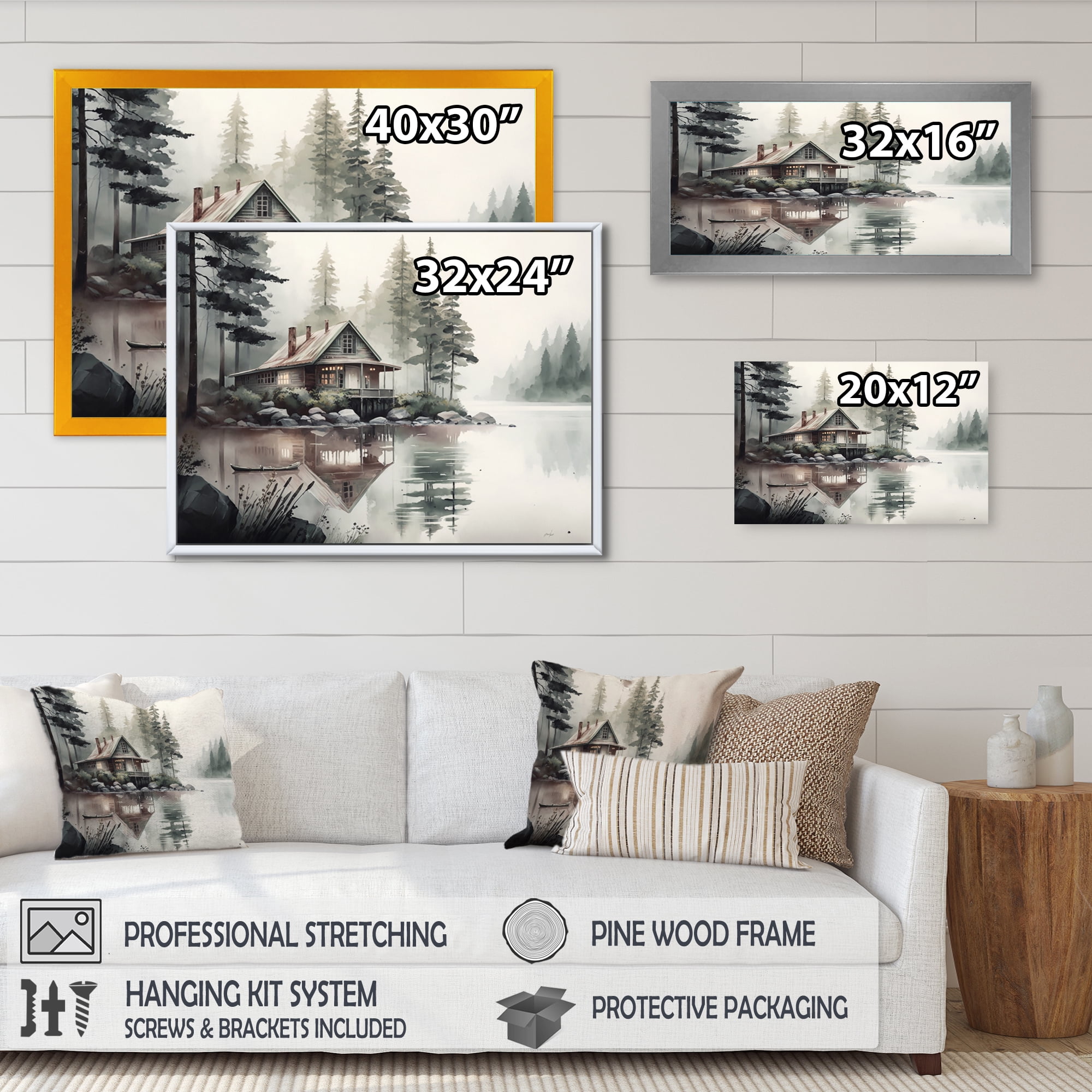 Designart Cottage By The Lake I Canvas Wall Art