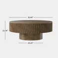 thumbnail image 3 of Gelloan 31.5" Round Fluted Coffee Table, Modern Wood Circle Coffee Table, Veneer Handcrafted Relief Tea Table for Living Room,Brown, 3 of 5