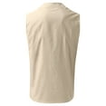 thumbnail image 2 of WREESH Men's Summer Cotton Linen Shirts Casual Sleeveless Henley Shirts Lightweight Beach Tank Tops with Pocket Beige, 2 of 5