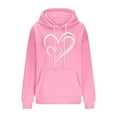 thumbnail image 4 of Hoodies for Women Ndbuld Women And Winter Casual Christmas Solid Round Neck Long Sleeve Pullover Blouse Sweatshirt Pink L, 4 of 5