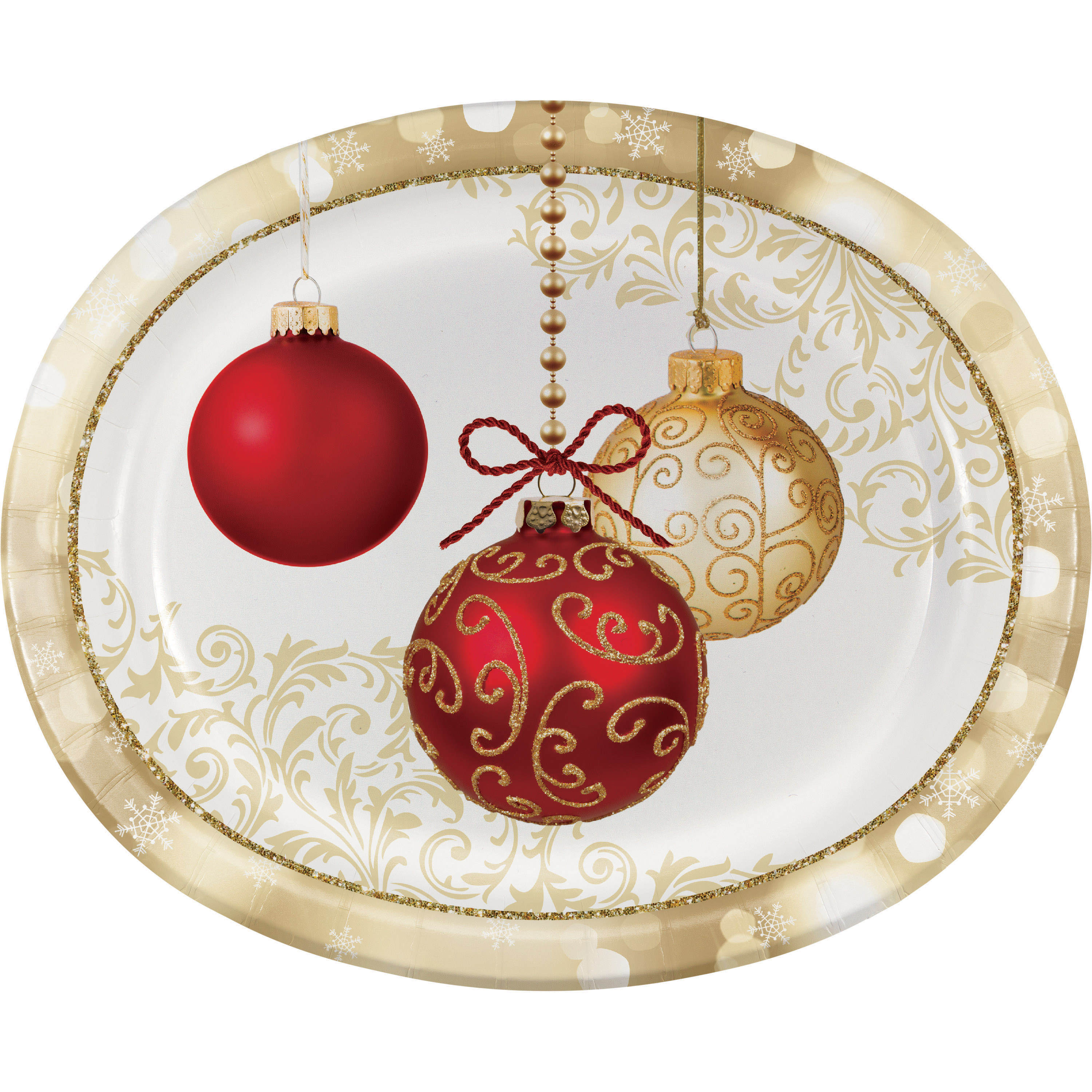 Opulent Ornaments Oval Plates, 8 pack