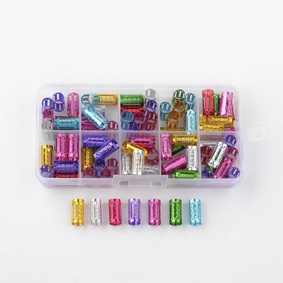 Aluminum Dreadlocks Beads Hair Decoration Hair Coil Cuffs Mixed Color 15~16x8mm Hole: 7mm 90pcs/box