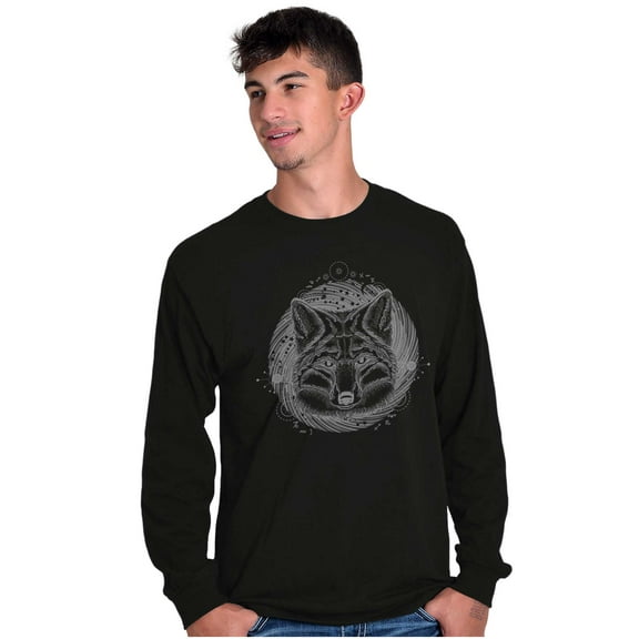 Spirit Wolf Pack Swirl Symbol Animal Plus Size Long Sleeve Graphic Tee Shirt Brisco Brands 2X