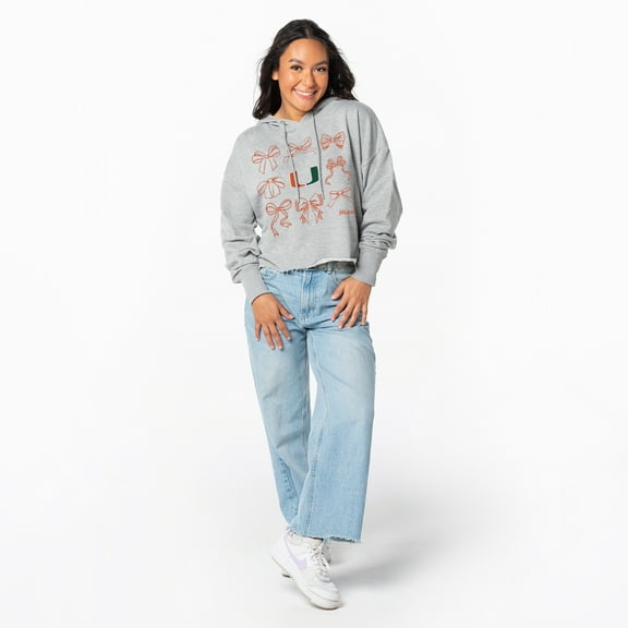 Women's ZooZatz Gray Miami Hurricanes Cropped Pullover Hoodie