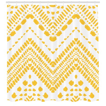 Yellow Chevron Shower Curtain Hand Drawn Tribal Aztec African