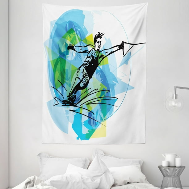 Sports Tapestry Man Athlete Water Skiing Energic Dynamic Exotic Motivational Hobby Activity Image Wall Hanging For Bedroom Living Room Dorm Decor Blue Black By Ambesonne Walmart Com Walmart Com