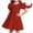Red, variant on LJEFF Girls Puff Sleeve Dress, Crew Neck Casual A-Line Flowy Soft Crisscross Back Dresses for Kids Blue Size 6