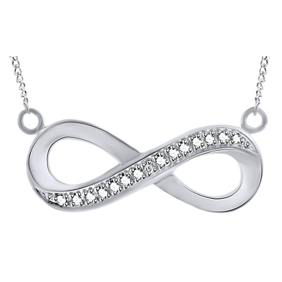 Round Cut White Natural Diamond Infinity Pendant Necklace In 14K White Gold Over Sterling Silver