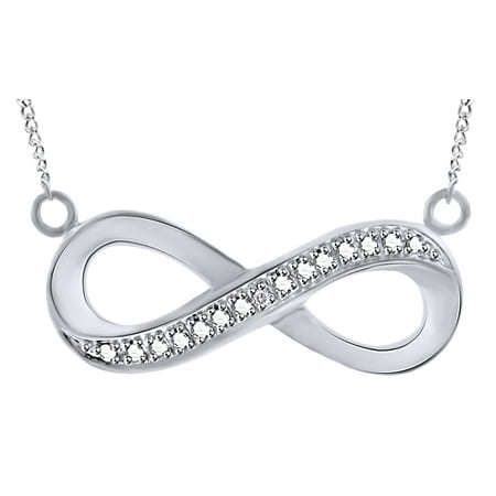 - Round Cut White Natural Diamond Infinity Pendant Necklace In 14K White Gold Over Sterling Silver