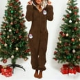 thumbnail image 2 of Frostluinai Christmas Fleece Onesie Pajamas for Women Sherpa Fuzzy Zipper Hooded One Piece Jumpsuit Warm Cinch Bottom Sleepwear with Pockets, 2 of 5