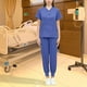 thumbnail image 2 of Conjunto de uniforme médico para mujer, cuello en V, bolsillos, top y pantalones, ropa de trabajo, ropa de trabajo de enfermera XL, 2 of 5