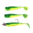 thumbnail image 4 of Bionics T Tail Señuelo de pesca de silicona suave Cabeza de artificial Cebo de ojos 3D Verde y amarillo, 4 of 7