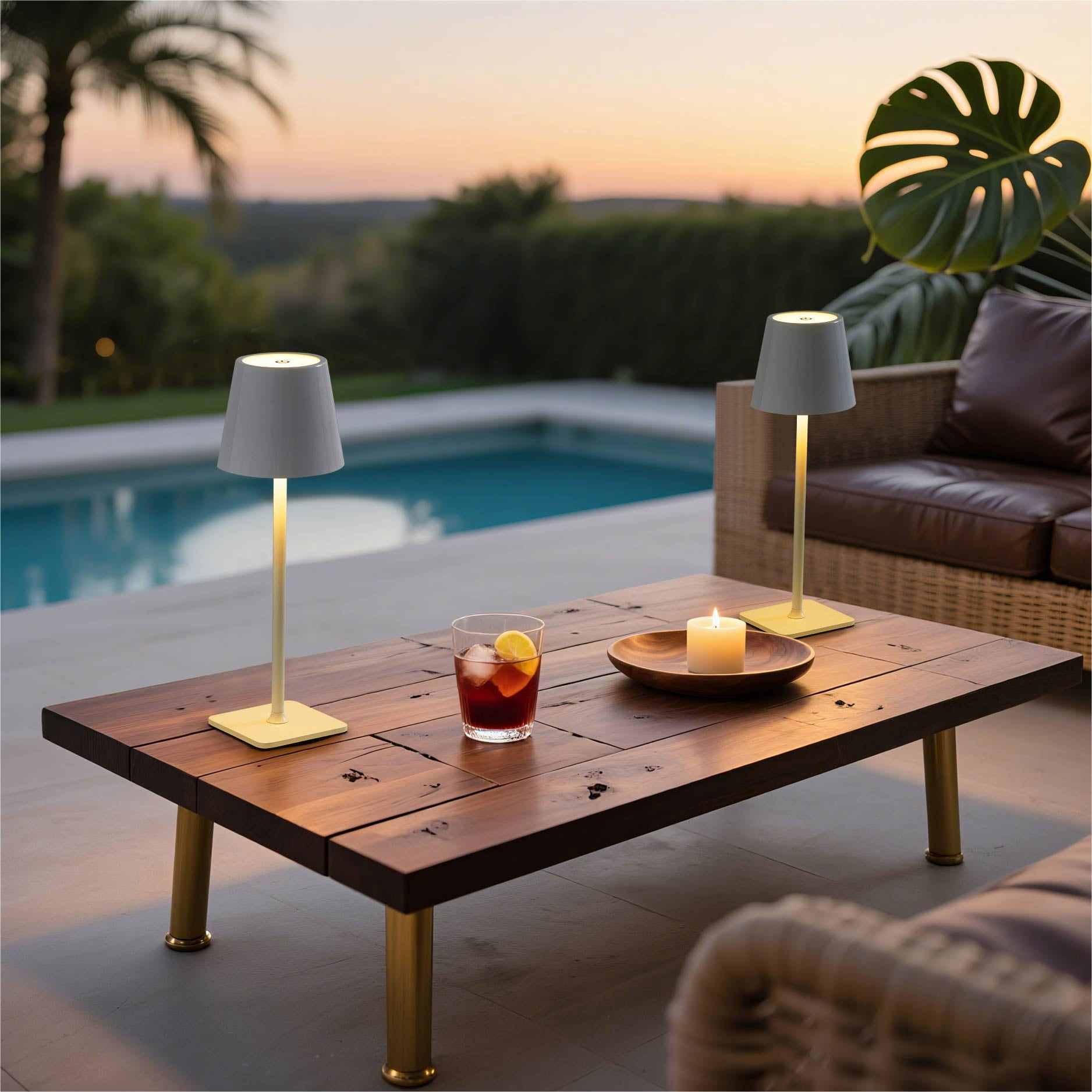 Mainstays 2 Pack Indoor/Outdoor Rechargeable 13" Table Lamp, White