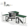 thumbnail image 3 of PawHut Rabbit Hutch Outdoor with Double Runs, Tray, Wood Bunny Cage, Gray, 3 of 10